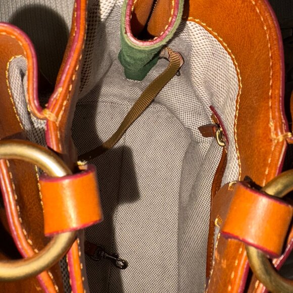 Dooney and Bourke Large Florentine Zip in Saddle - Picture 4 of 11